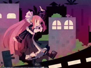 Cartoon gothic pixel pinkhair castle - pixel art free wallpaper for desktop