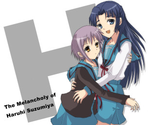 Haruzumiya anime girls hug neo - the word free wallpaper