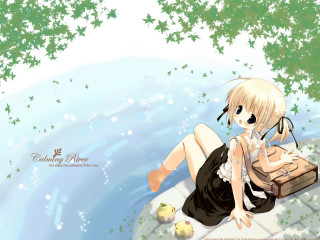Girl dock suitcase anime gothic - a tree in the background free wallpaper