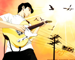 Man guitar sky birds telephone - a guitar in front free wallpaper