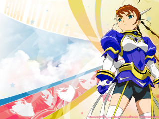 Woman blue yellow sword clouds - outfit free wallpaper