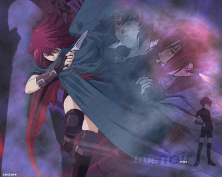 Anime couple fantasy redhair weapon - concept art free wallpaper