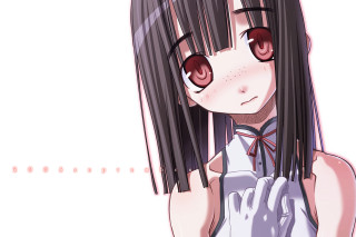Girl redeyes white shirt blush - line free wallpaper