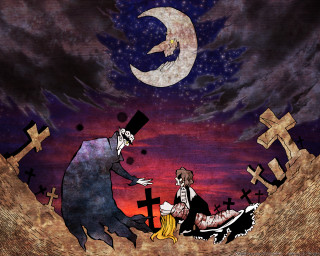 Gothic cartoon man woman grave - a cartoon of a man and a woman free wallpaper