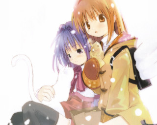 Anime girls long hair backpack - their back free wallpaper