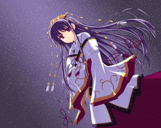 Woman purple dress snow wind - the wind free wallpaper