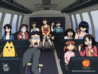 Train otaku group cartoon characters - context art free wallpaper