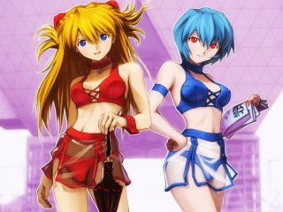 Anime girls purple room bikini - concept art free wallpaper