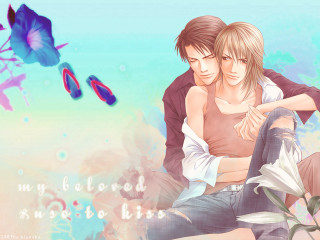 Couple bench butterfly blueflower storybook - lostfish free wallpaper