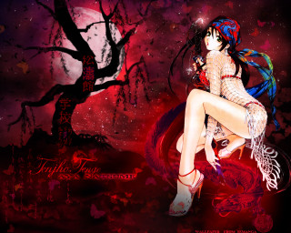 Woman red dress tree branch 2 - a red dress free wallpaper for desktop