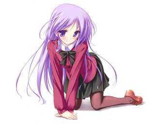 Purple haired woman crossdressed manga - a black dress free wallpaper