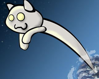 Cartoon cat flying earth night - over the earth free wallpaper