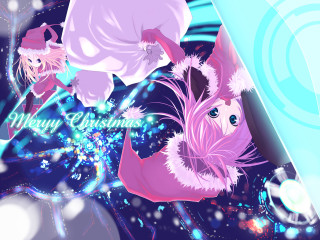 Christmas anime girls pink blue - color scheme free wallpaper