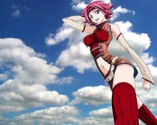 Red outfit giantess sky anime - a red outfit free wallpaper