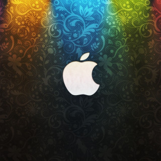Colorful apple logo black background - holography free wallpaper