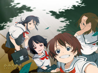 Group people forest birds rayonism - a group of people free wallpaper