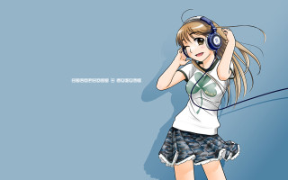 Girl headphones blue background anime - headphone free wallpaper