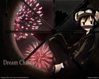 Fireworks anime girl window night - the background and a caption free wallpaper