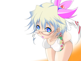 Cartoon giantess blush blonde glasses - a pink bow free wallpaper