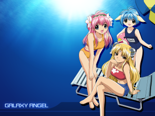 Three anime girls water sun - three anime girl free wallpaper