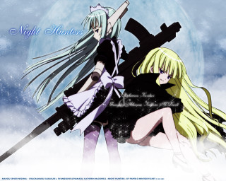 Moonlit snow neo romantic girls - a full moon in the background free wallpaper