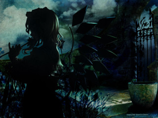 Gothic umbrella woman starry night - a gate free wallpaper