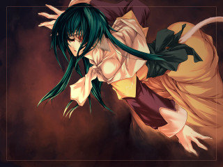 Green hair flying portrait alice - anime art free wallpaper