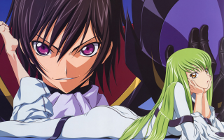 Greenhair animecouple bed purpleposter smile - a purple background free wallpaper