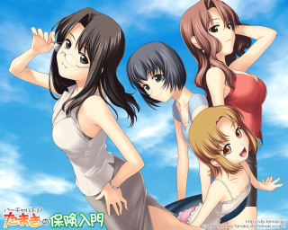 Four girls clouds blue sky - a blue sky background free wallpaper