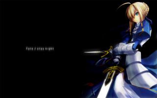 Woman blue dress sword armored - dark background free wallpaper