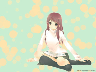 Girl book green background yellow - green free wallpaper