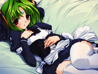 Green hair bed mockup maid - green hair free wallpaper
