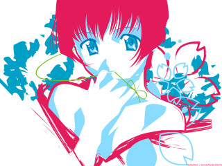 Red hair blue eyes flower - vivid free wallpaper