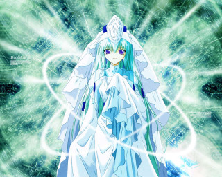 Anime white dress blue hair - a anime character free wallpaper