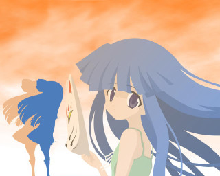 Girl long hair blue dress 2 - a book free wallpaper