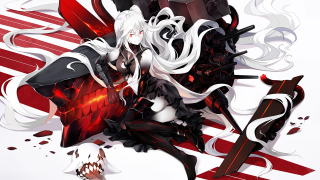 Woman white hair sword in - mecha free wallpaper