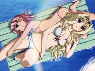 Cartoon two women bear water - a cartoon picture free wallpaper
