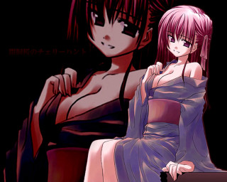 Woman kimono pink hair eizan - a pink hair free wallpaper