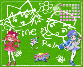 Green girls cat pink blue - a green background free wallpaper
