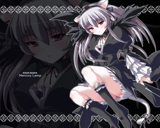 Anime cat portrait gothic redeyes - dark background free wallpaper