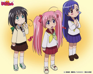 Three pink haired girls school - a phone free wallpaper