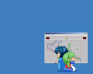 Computer screen cartoon character stool - a stool in front free wallpaper