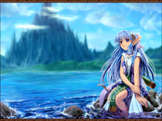 Woman rock water castle boat - fantasy artwork free wallpaper