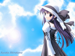 Purple hair anime girl white - a white hat free wallpaper