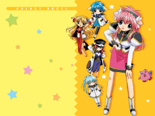 Anime girls yellow stars american - visual free wallpaper