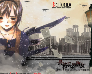 Girl knife cityscape clock street - a knife in front free wallpaper