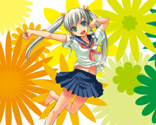 Girl dancing sunflower schooluniform flower - a girl in a school uniform free wallpaper