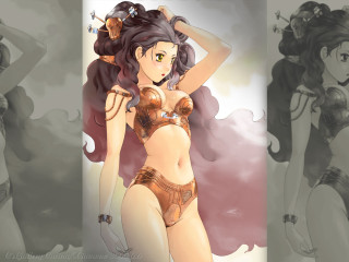 Cartoon woman bikini cigarette anime - her mouth and a cigarette free wallpaper