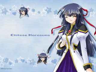Anime starry longhair purpledress ribbon - a red ribbon free wallpaper