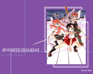 Anime sword girls purple background - a purple background free wallpaper